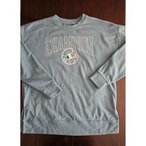 Champion Mens Light Blue Graphic Crewneck Sweatshirt Relaxed Fit ESTD 1919 L